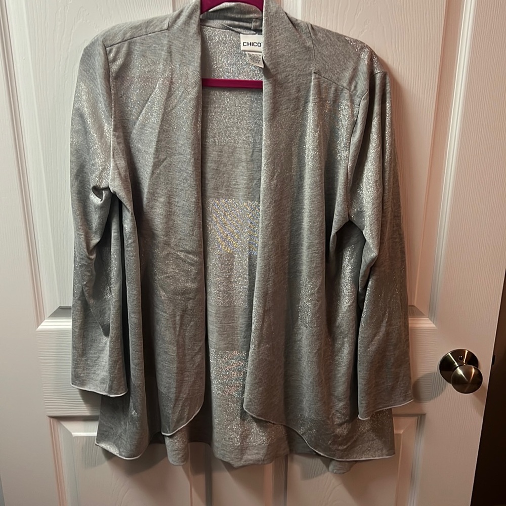 Chicos size 2 gray sparkly kimono